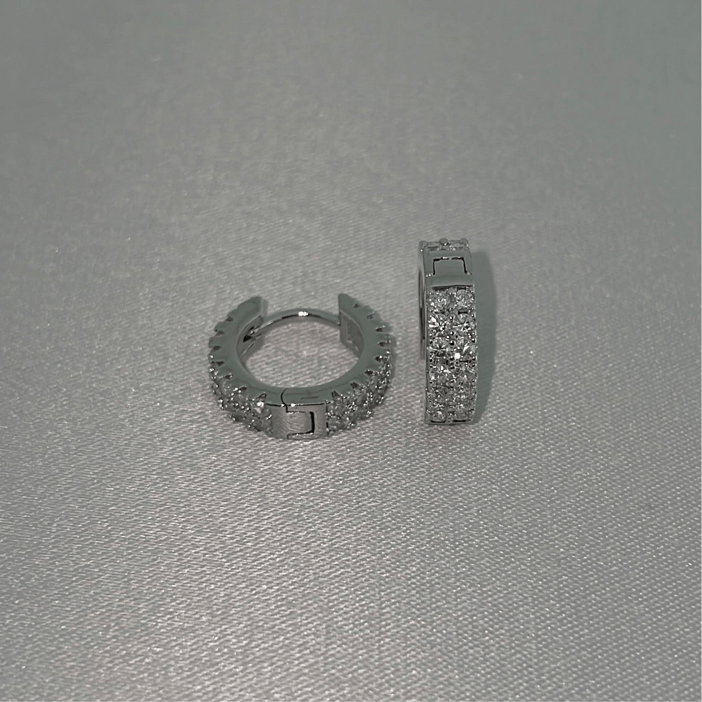 Iced Double Row Hoop Earrings