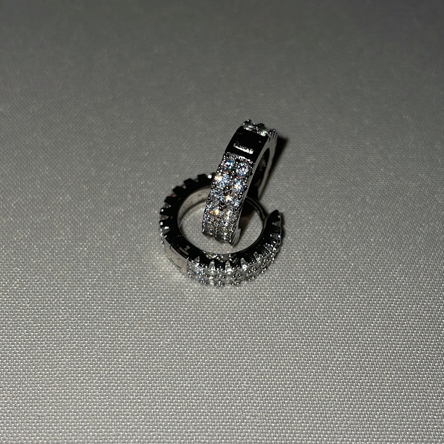 Iced Double Row Hoop Earrings