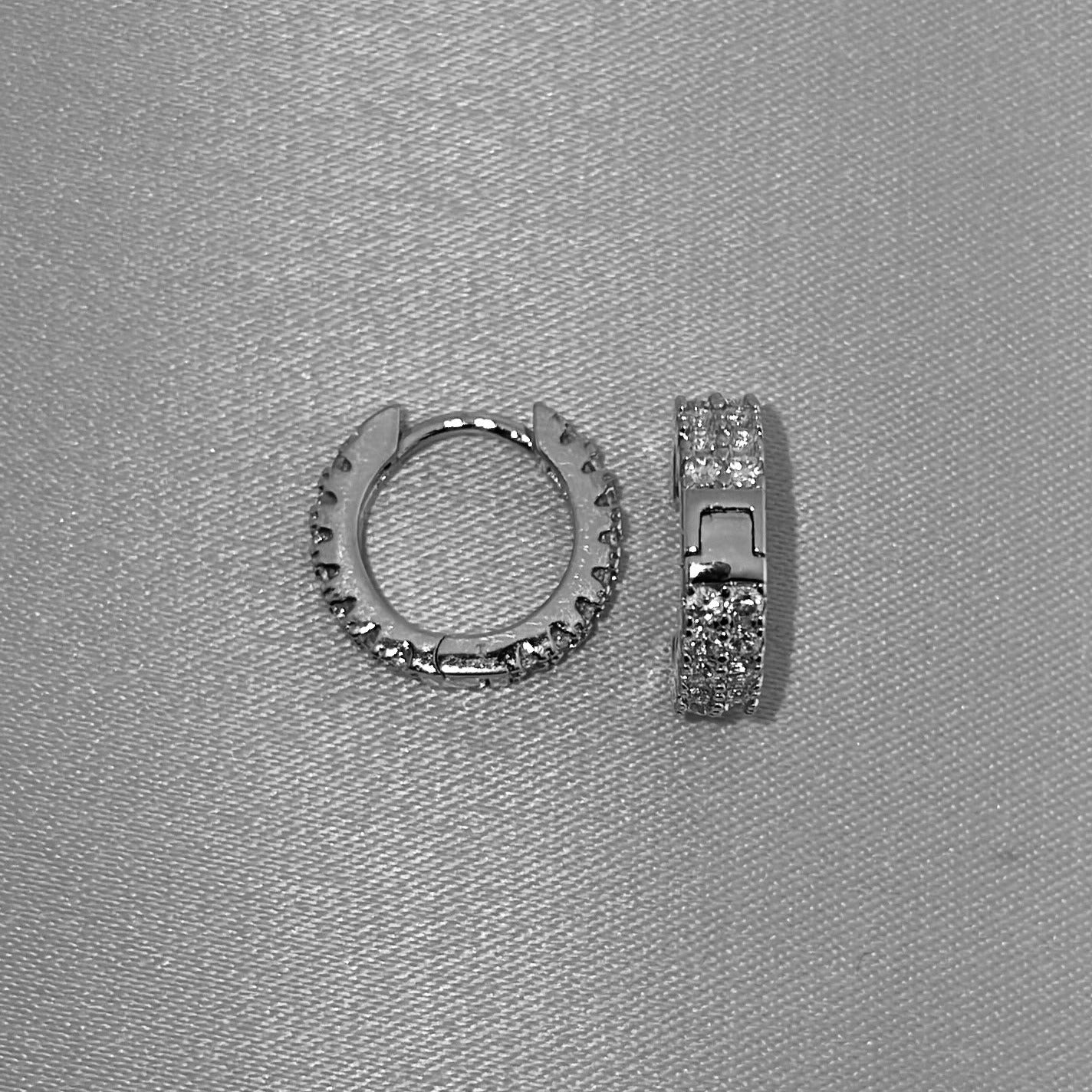 Iced Double Row Hoop Earrings