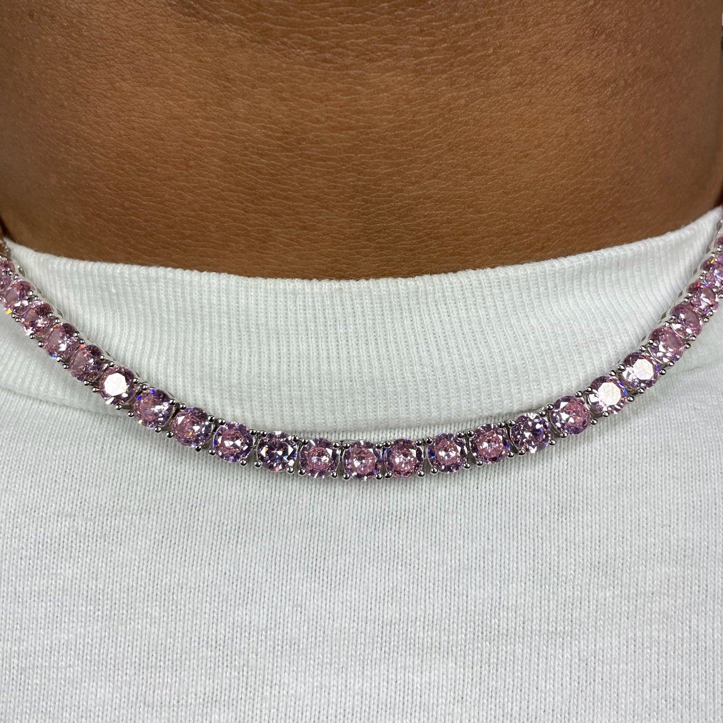 Pink Panther Tennis Necklace